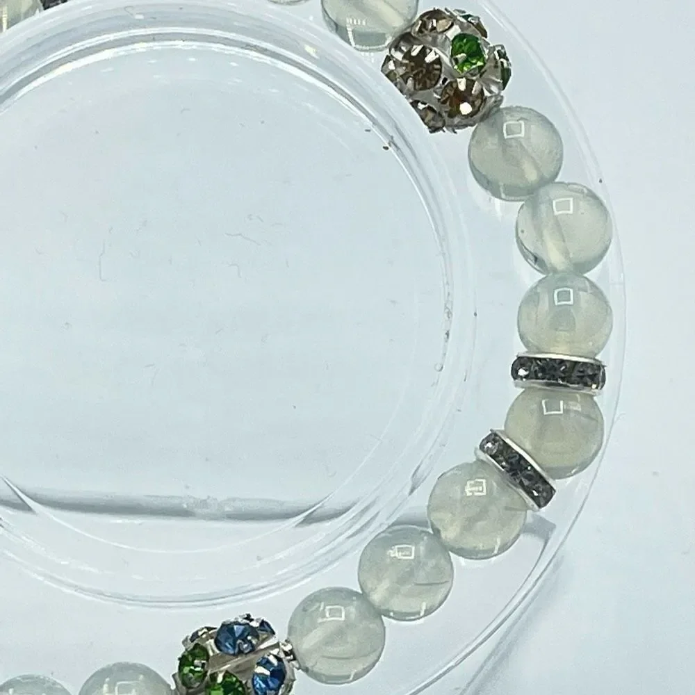 Crystal beaded stretch bracelet ONE NEW opalite reiki meditation yoga